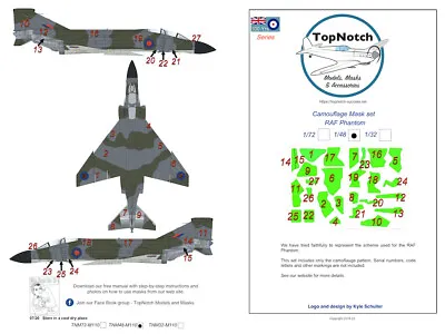 TopNotch RAF Phantom FG.2 Camouflage Scheme Vinyl Mask Set • £7