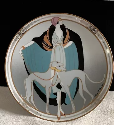 “A FLAPPER W/ GREYHOUNDS” PORCELAIN LTD.ED.  PLATE/1990 (#’d) BRADFORD EXCHANGE • £34.06