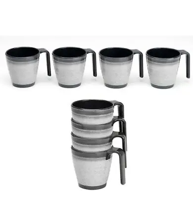 £17.99 • Buy Granite 4x Stacked Mug Set Grey Flamefield Melamine Ideal Camping Picnic Caravan