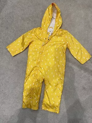 M&S Yellow Duck Hood 18-24m Puddle Suit Unisex Outdoor Fleece Lined STORMWEAR • £10.99