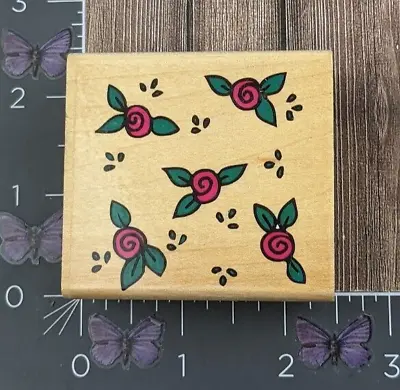 $6.25 • Buy Rubber Stampede Roses Flowers Pattern Design Rubber Stamp Background Wood #A61
