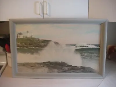 Vintage Large Charles Sawyer Hand Colored Photo Nubble Light House York Maine  • $195