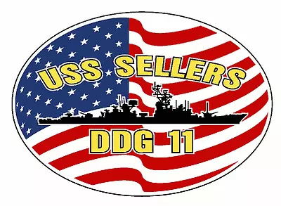 USS SELLERS DDG 11 Oval Decal / Sticker Military USN U S Navy • $19.99