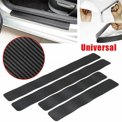 Black Carbon Fiber Scuff Plate Door Sill Cover Panel Step Protector Guard 4x • $17.64