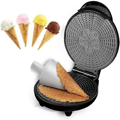 Electric Waffle Cone Maker Ice Cream Cone Machine Egg Rolls Nonstick Coating  • £39.99