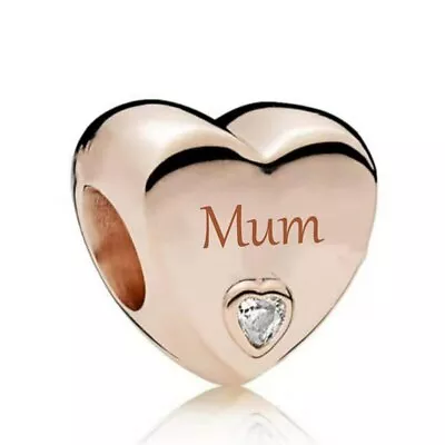 $28.99 • Buy S925 Silver & Rose Gold Family Love - Mum Heart Charm By Unique Designs