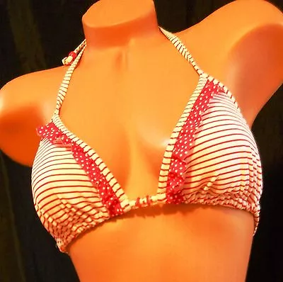 NWT ~ Marie Meili Striped Halter Bikini Top ~ Size M • £6.16