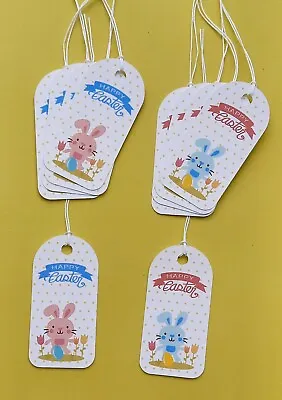 10 Happy Easter Bunny Gift Tags Labels Party Bags Crafts Card Making Toppers • £1.99