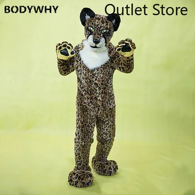 Brown Fursuit Long Fur Leopard Fox Dog Wolf Mascot Costume Cosplay Party AD Xmas • $1125.66