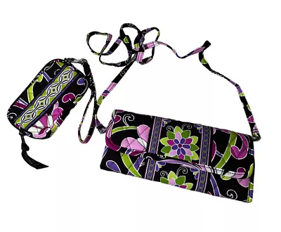 Vera Bradley Purple Punch Tri-Fold Crossbody Wallet & Wristlet Set Retired • $12