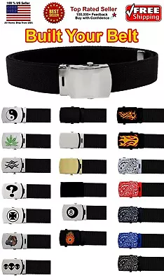 Black Adjustable Canvas Military Web Belt Metal Buckle 36  44  56  64  72  • $8.99