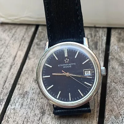 £325 • Buy Eterna-matic 2002 Automatic Men’s Watch 35 Mm Blue/grey  Dial With Date Swiss