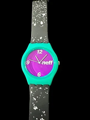 Neff Typhoon White Speckle Mint Green Case And Purple Dial Watch EUC Rare Color • $47