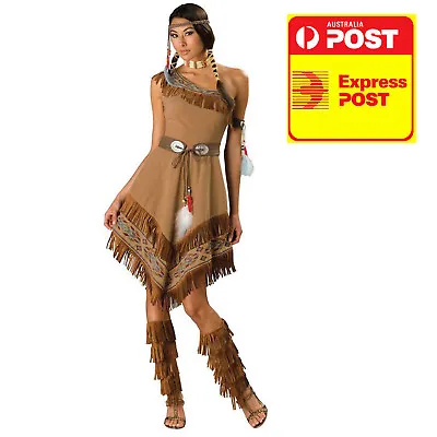 Pocahontas Red Indian Princess Costume Ladies Party Dress • $29.94