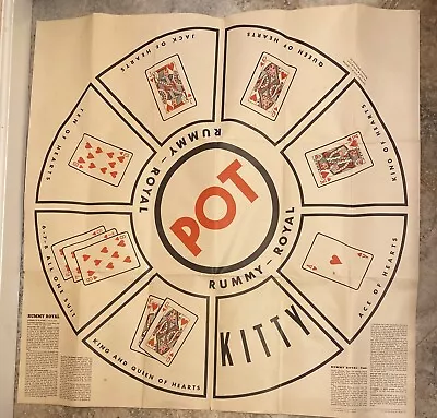 Vintage 1937 Rummy Royal Poker Card Whitman Game 30x30 Plastic Mat Boxed USA • $24