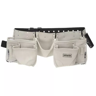 Irwin 10 Pocket Construction Tool Belt Suede Leather Double Stitching - TATC4904 • $131.95