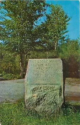 North Perry Maine~Half Way Marker Stone (North Pole-Equator)~1958 Roadside PC • $6