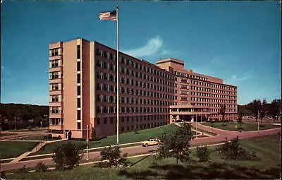 Madison Wisconsin Veterans Administration Hospital 1950s Car Map Postcard • $4.72