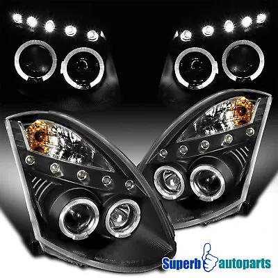 Fits 2003-2007 Infinit G35 Coupe Black Halo Projector Headlights LED Strip 03-07 • $245.98