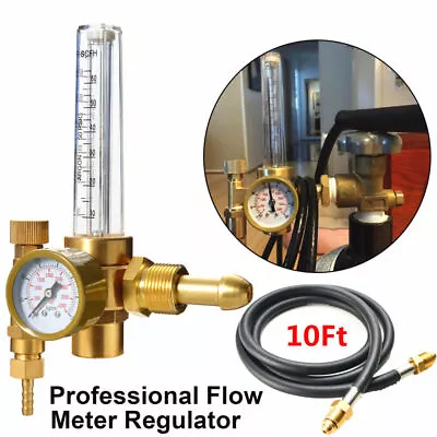 Argon CO2 Mig Tig Flow Meter Regulator Welding Flowmeter Gas Gauge Welder + Hose • $31.98