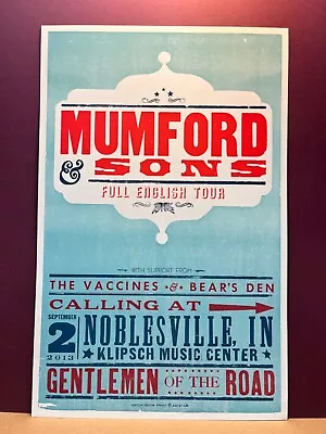 Mumford & Sons Full English Tour 2013 Noblesville IN HATCH SHOW PRiNt POsTER • $199.99