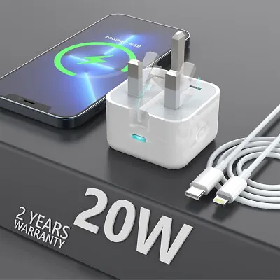 IPhone Fast Charger Plug And Cable [Apple MFi Certified] 20W USB C Fast Charger • £9.99