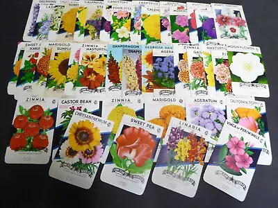 40 DIFF VINTAGE SEED PACKET LOT 1930s-1970 FLOWERS GARDEN TEXAS GENERAL STORE A3 • $34.95