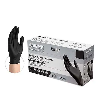 AMMEX Black Nitrile Disposable Exam Gloves 3 Mil Latex & Powder Free • $19.50