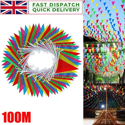 £7.54 • Buy 100M Triangle Flags Bunting Banner Pennant Festival Wedding Party Garden Decor C
