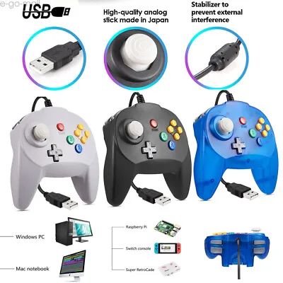 USB N64 Mini Wired Game Controller For STEAM Super RetroCade Switch PC MAC • $9.68