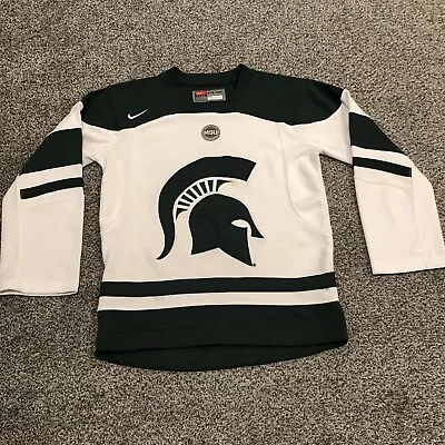 Michigan State Spartans Jersey Boys Small 8/10 Green White Nike Ice Hockey Youth • $24.88