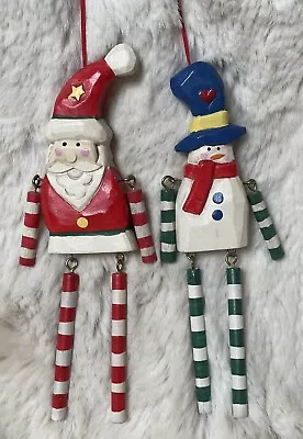 Midwest Cannon Falls  Wooden Santa And Snowman Christmas Ornaments • $14.99