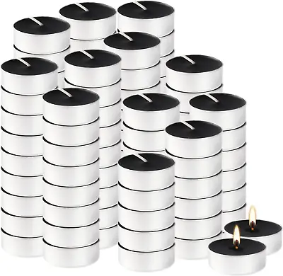 100 Pack Black Tealight Candles4 Hour Unscented Votive Candle For Halloween Hom • $8.88