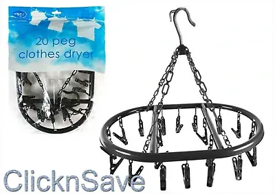 £8.99 • Buy New 20 PEG CLOTHES AIRER DRYER DRYING HANGER HANGING LAUNDRY HOME CAMPING