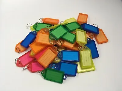 Coloured Small Plastic Key Fobs Luggage ID Tags Labels Key Rings With Name Cards • £29