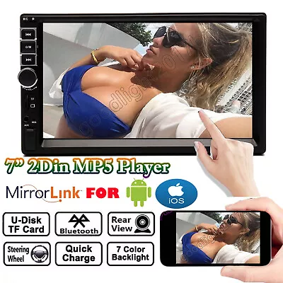 Double Dual DIN 7  Stereo Radio MP5 Player Touch Mirror Link For GPS Android IOS • $39.10