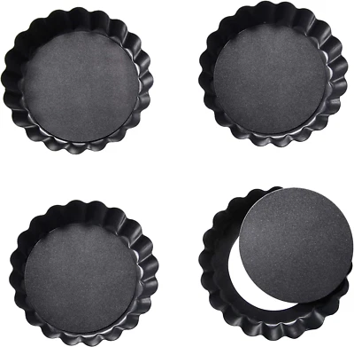 £9.23 • Buy 4 Round Baking Tins.4 Inch Cheesecake Tin Mould.Removable Bottom Mini Tart Pans
