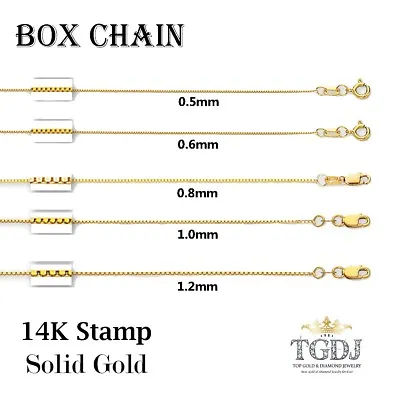 Guaranteed 14K Solid Gold Box Chain Necklace All Sizes • $82.17