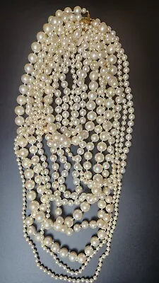 Vintage Faux Pearls Wearable Fashion Jewelry Harvest Craft Lot Of 10 Cream/Gold • $21.59