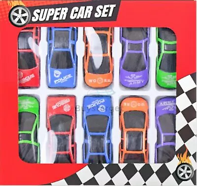 🔥10pc Metal Die Cast Kids Cars Gift Set Xmas Racing Vehicle Children Play Toy • £4.55