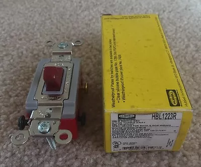 HUBBELL HBL1223R Wall Switch 3-Way 120/277V 20A Red Toggle • $9.95