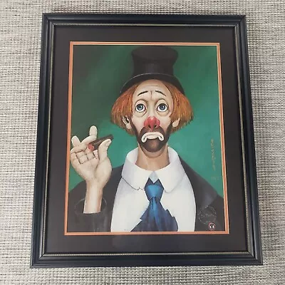 Signed 1972 Red Skelton Lithograph Print  Clown With Cigar  22 X26  Framed • $169.99