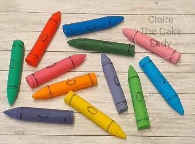 Handmade 100% Edible Crayon Cake Cupcake Toppers X 12 • £7.35