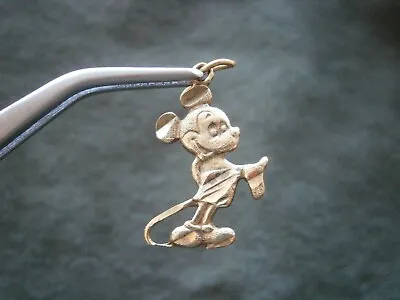 Mickey Mouse Flat Back Vintage Goldtone Bracelet Charm Pendant  1.0g • $5.50