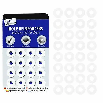 Hole Reinforcers - Self Adhesive Rings - Filing Labels Hole Punch  Torn Tears  • £2.09