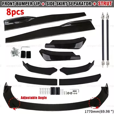 Glossy Black For Honda Accord Coupe Sedan Front Bumper Lip +Side Skirt +Rear Lip • $45.99