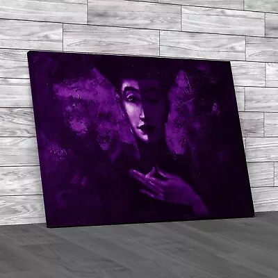 Abstract Woman Portrait Purple Canvas Print Large Picture Wall Art • £14.95