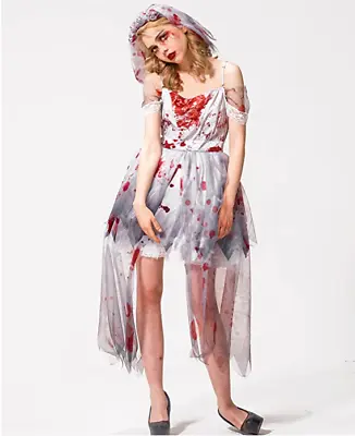 Halloween Zombie Bride Women's Large Wedding Fancy Dress Role Play Adult IKALI  • £14.99