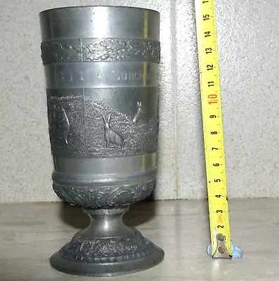 Vintage Mullingar Ireland Pewter Goblet With Hares GTUA Dublin 1986 ~ FREEPOST • $49