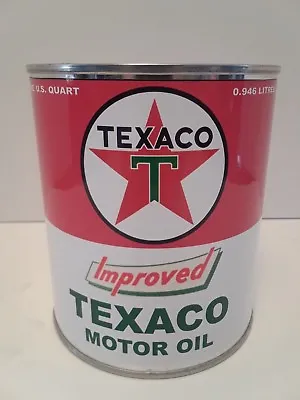 $9.99 • Buy Texaco Improved Motor Oil Can 1 Qt. -  ( Reproduction Metal Can Collectible )  
